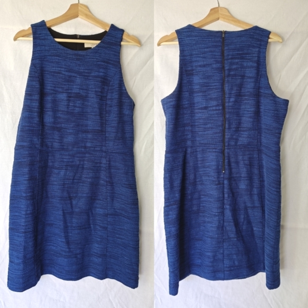 Ann Taylor‎ Loft Sleeveless Sheath Dress Blue Space Dye 14 Poly Spandex Knit